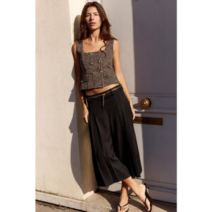 Buttoned Jacquard Textured Top Size S